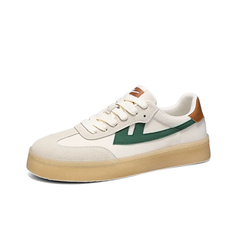 Warrior Anti Slip And Wear Resistant Lightweight Height Increasing Low Top Skateboard Shoes Unisex Beige Green Orange-2