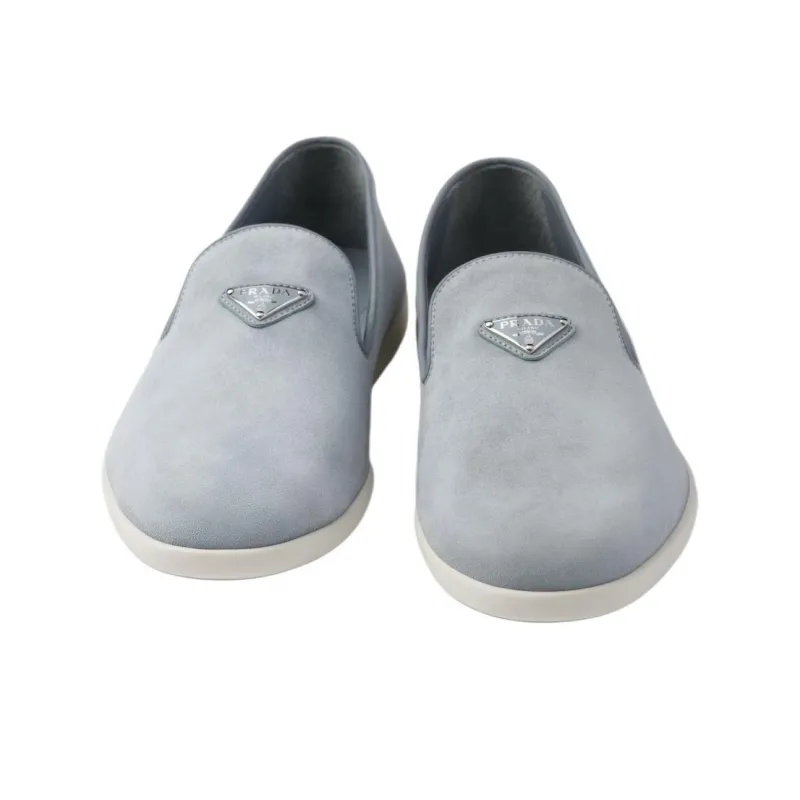 PRADA Triangle-logo Suede Loafers-5