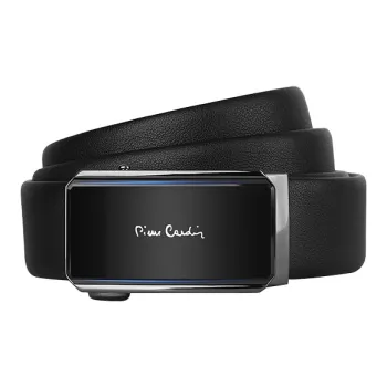 PIERRE CARDIN Cow Leather Belts Men's Black 3.5cm