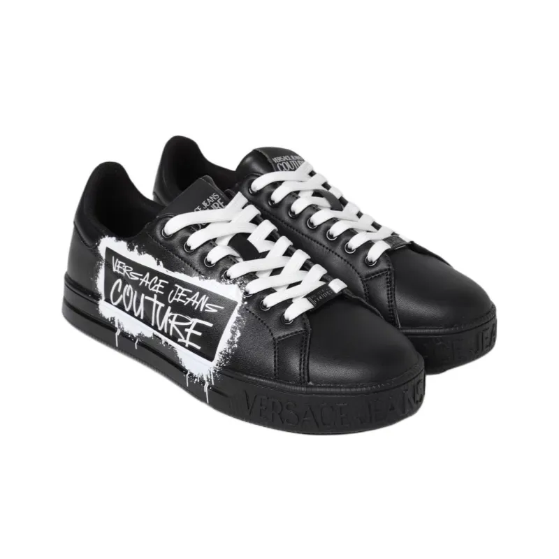 VERSACE JEANS COUTURE Low Top Skateboard Shoes Men's Black-1
