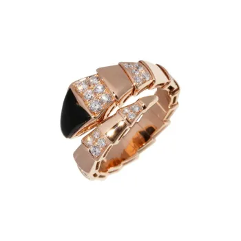 BVLGARI 18K Rose Gold Serpenti Viper Diamond Ring