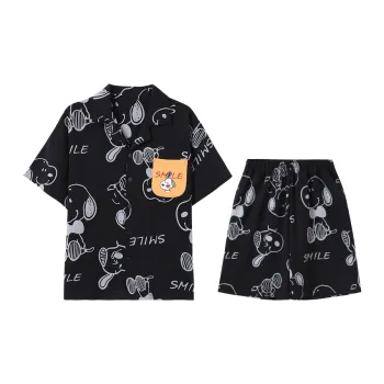 Sleep Outerwear-Ready Students Dormitory Home Pajama Set Men's Black