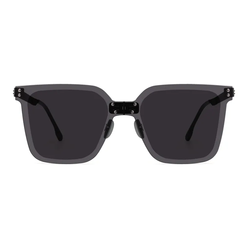 PULAIS Square Sunglasses Unisex Black-4
