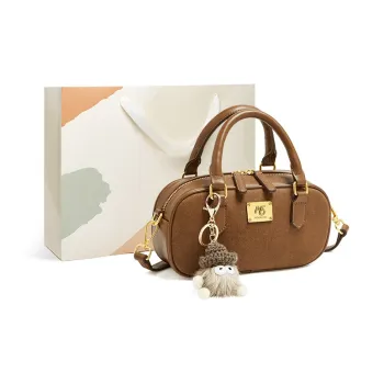 15 MINS PU Premium Bowling Bag Crossbody Bag Handbag Regular Women's Caramel Brown