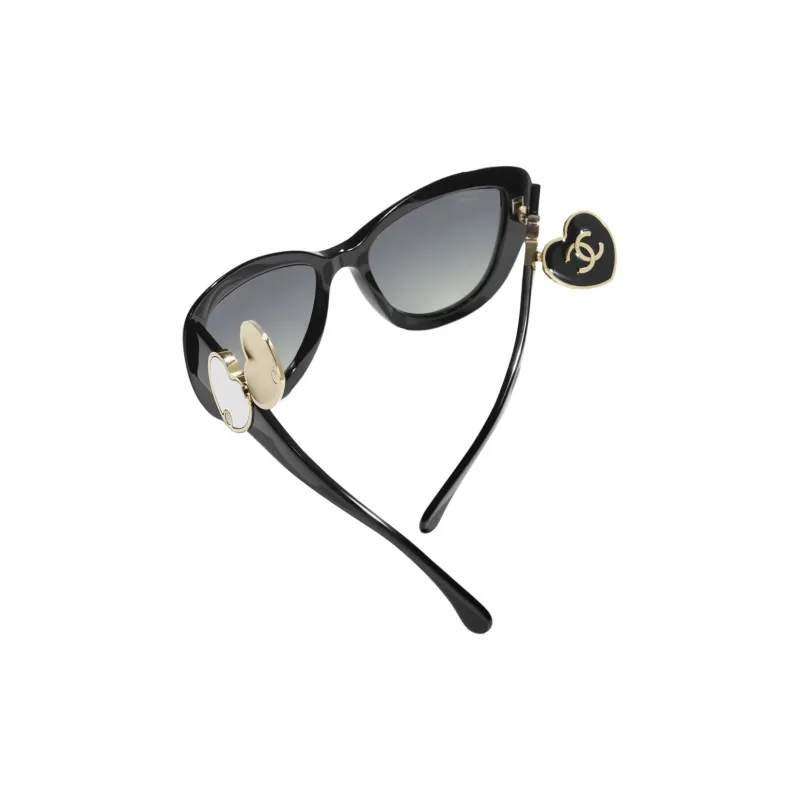 CHANEL Acetate Butterfly Sunglasses Unisex Black-3