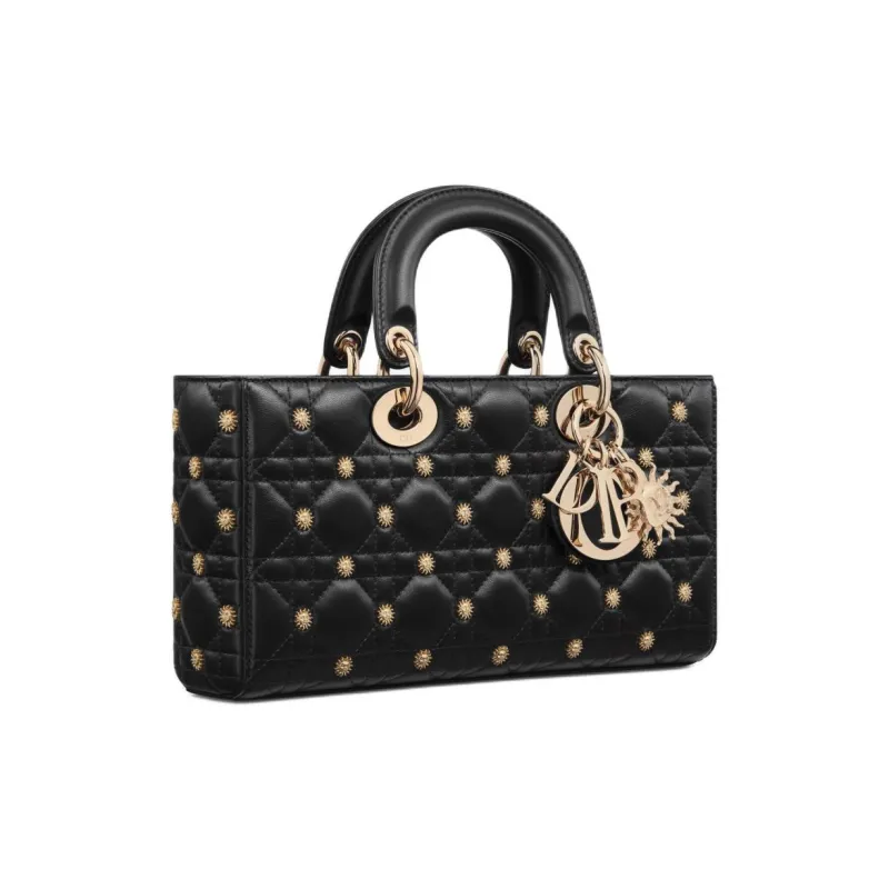 DIOR Lady D Joy Sheepskin Lady Dior Bag, Shoulder Bag, Crossbody Bag, Handbag Medium Size Women's Black-3
