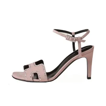 HERMES Heden Strap Sandals 8cm Women's Light Pink