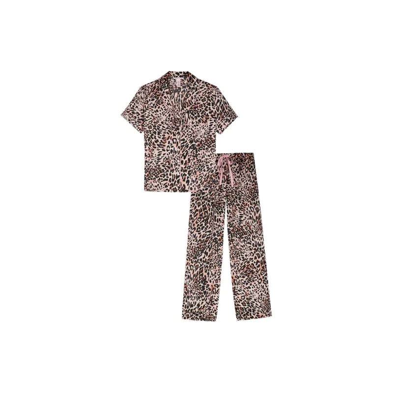VICTORIA'S SECRET Pajama Set Women's Brown Animal Print-0