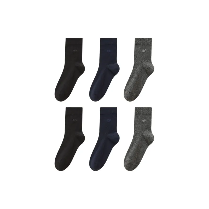 H YXIANG Mid Calf Socks Men's 6 Pack-5