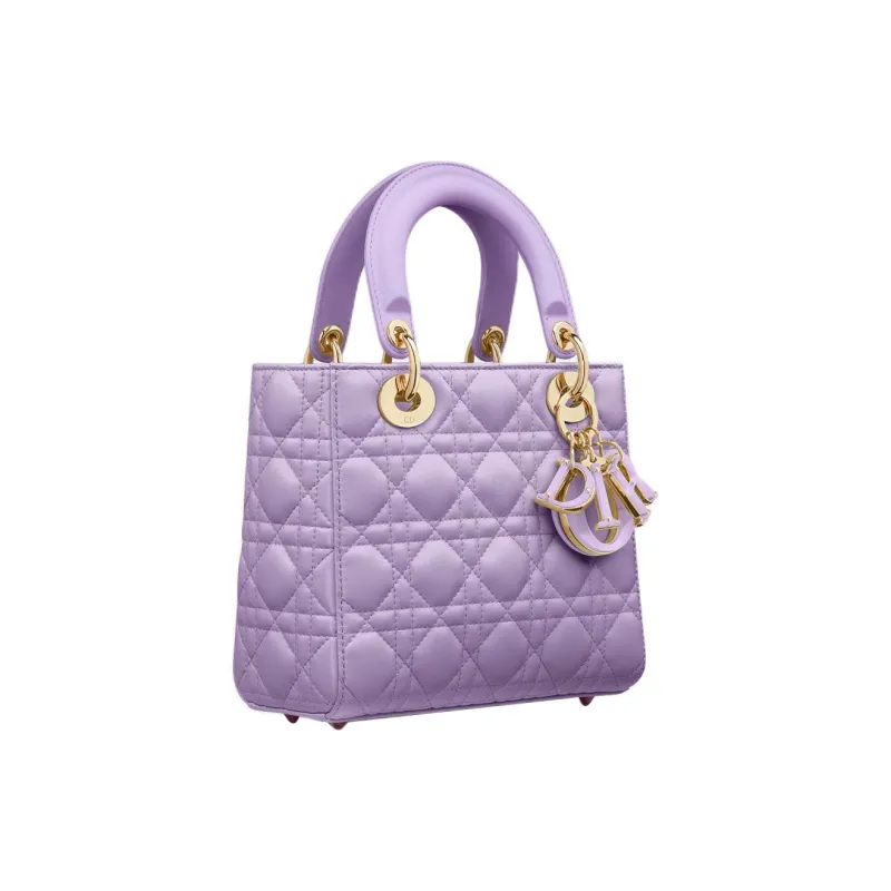 DIOR Lady Dior Sheepskin Dior Bag Shoulder Bag Crossbody Bag Handbag Small Size Women's Light Purple-2