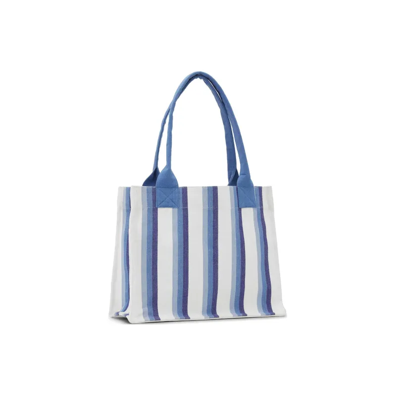 GANNI Large Striped Canvas Tote Bag-1