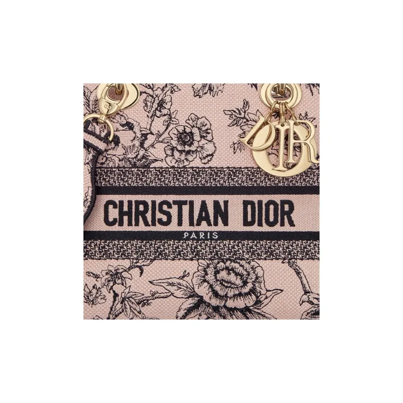 DIOR Lady D-Lite Embroidery Daisie Bag Shoulder Bag Crossbody Bag Handbag Medium Size Women's Pink-5