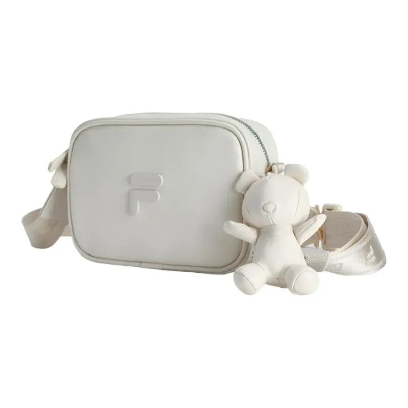 FILA FUSION Polyurethane With Synthetic Leather Cute Bear Camera Bag, Shoulder Bag, Crossbody Bag Unisex Steam White-1