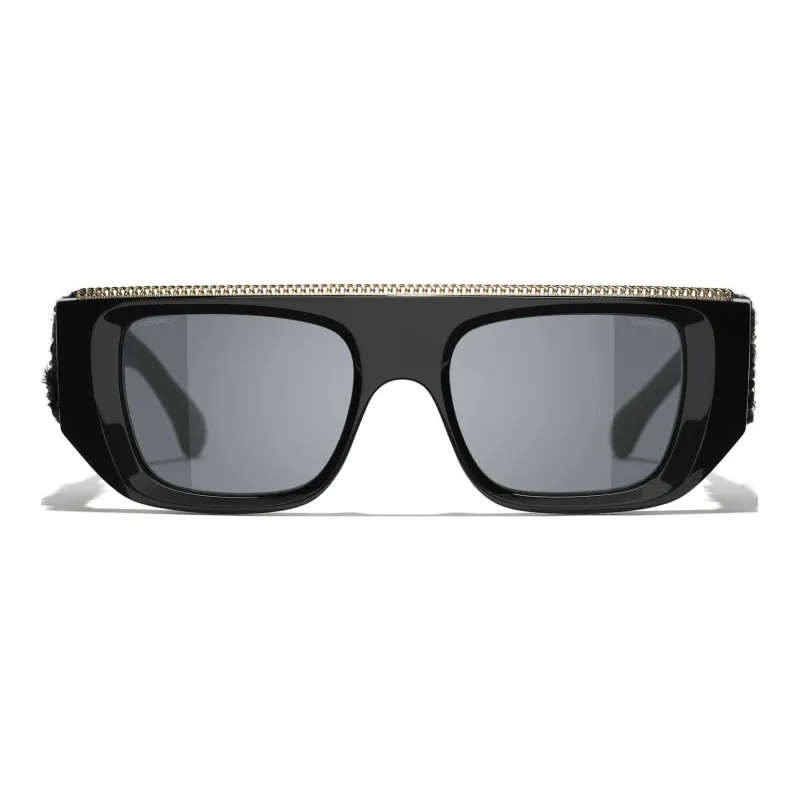 CHANEL Acetate Aviator Sunglasses Women's Black-1