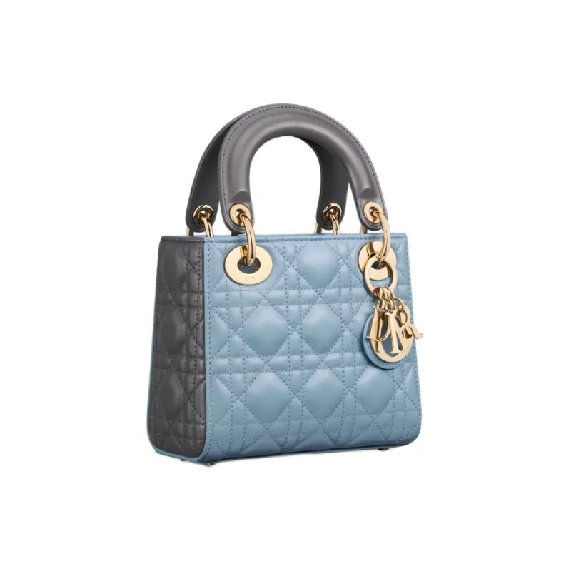 DIOR Lady Dior Sheepskin Dior Bag Shoulder Bag Crossbody Bag Handbag Mini Women's Blue & Gray-2