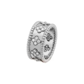 Van Cleef & Arpels Perlee Clovers White Gold Rings Unisex