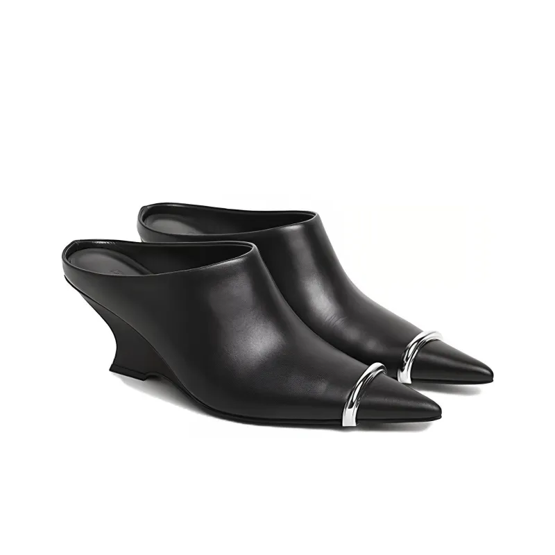 DYMONLATRY Wrap-toe Slippers 6.5cm Women's Black-1