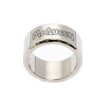 Alexander McQueen Graffiti Logo Engraved Ring