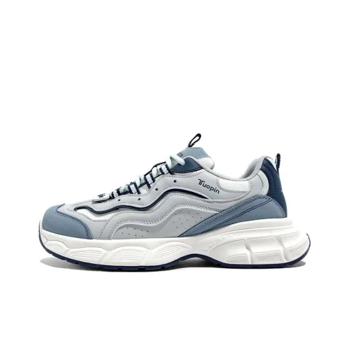 TUOPIN Sea Salt Bubble Ice Slip-Resistant Height Increasing Low-Top Chunky Sneakers Men's Gray Blue