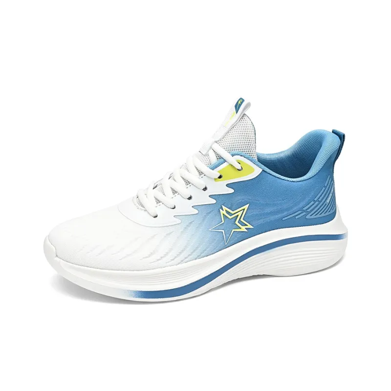 Binary Running Shoes Men Low Top White Light Blue-1