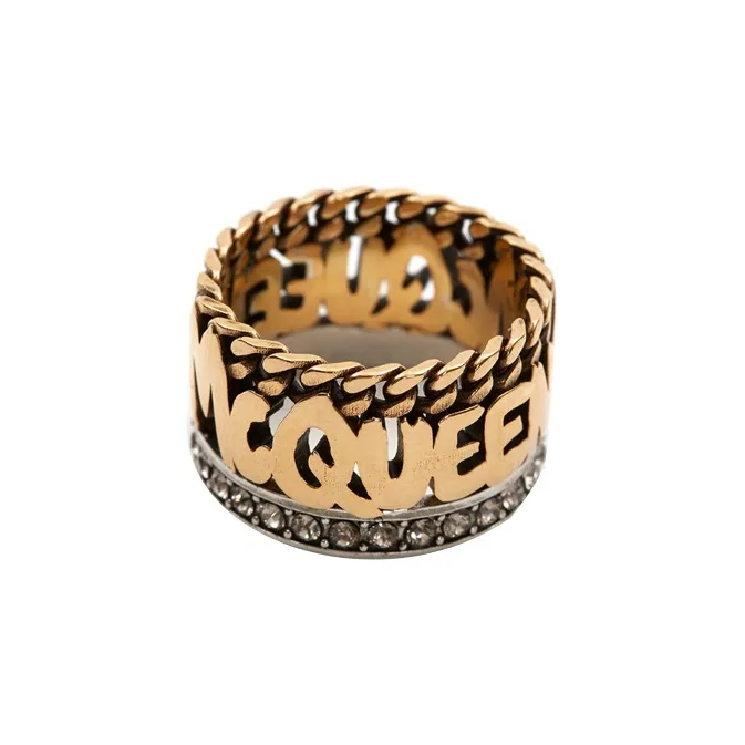 Alexander McQueen Graffiti Embellished Ring-0