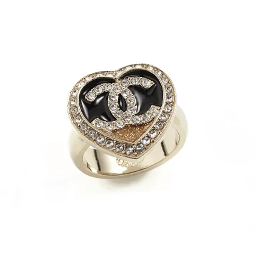 CHANEL Metal Rhinestone Rings Women's Gold-0