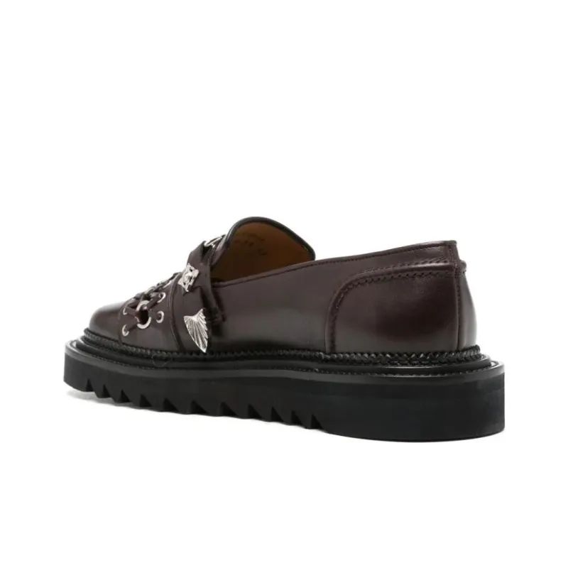 TOGA VIRILIS Stud-embellished Leather Slippers-3
