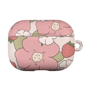 Keshami Compatible With Apple AirPods Pro 2/AirPods 4/3 PC Matte Hard Shell Strawberry Floral Headphone Cases