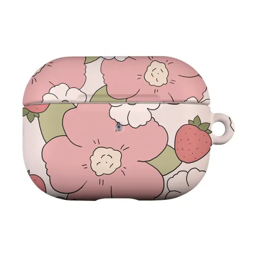 Keshami Compatible With Apple AirPods Pro 2/AirPods 4/3 PC Matte Hard Shell Strawberry Floral Headphone Cases