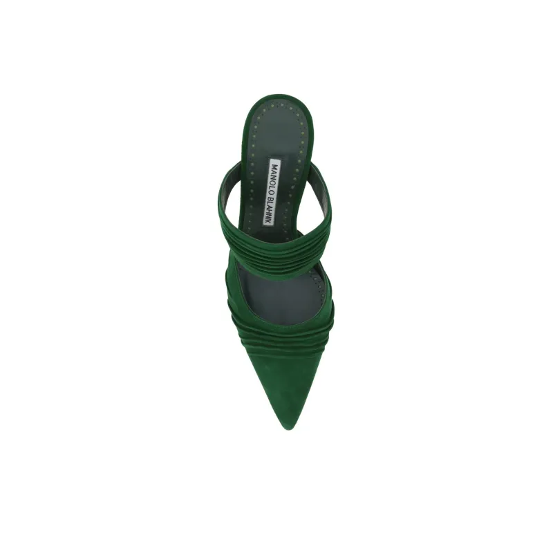 MANOLO BLAHNIK Wrap toe Slippers Women's Green-3