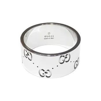 GUCCI 2000 2024 18K White Gold Icon Wide Ring Costume Ring
