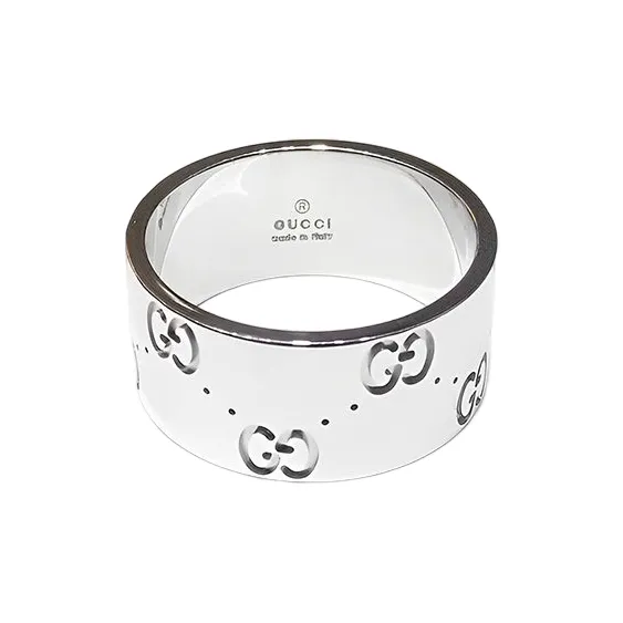 GUCCI 2000 2024 18K White Gold Icon Wide Ring Costume Ring-0