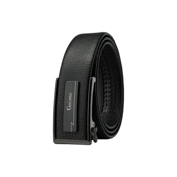Crocodile Fashion Top Grain Cow Leather Business Casual Black Width 3.6CM Leather Belts Men's