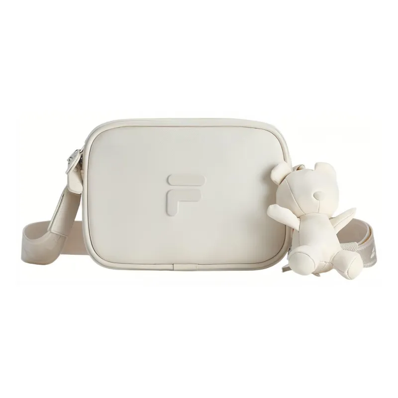 FILA FUSION Polyurethane With Synthetic Leather Cute Bear Camera Bag, Shoulder Bag, Crossbody Bag Unisex Steam White-0