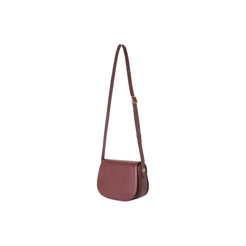 Loro Piana Ghiera Calfskin Handbag, Shoulder Bag, Crossbody Bag Trumpets Women's Red Bean & Dark Lichen Green-1