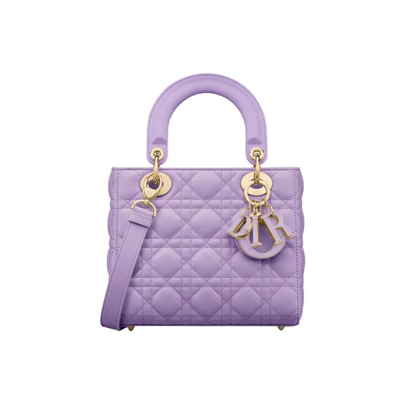DIOR Lady Dior Sheepskin Dior Bag Shoulder Bag Crossbody Bag Handbag Small Size Women's Light Purple-0