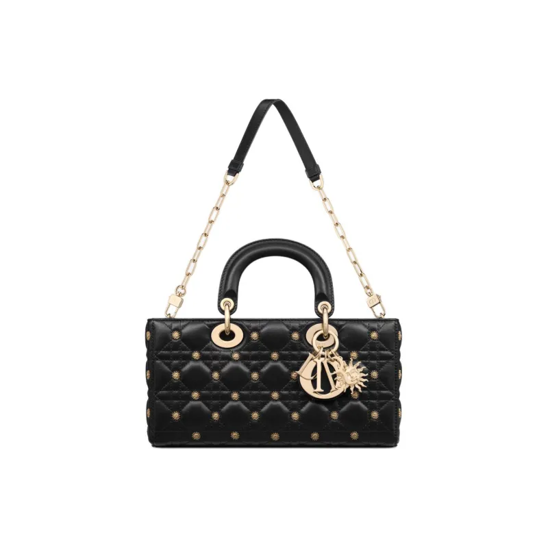 DIOR Lady D Joy Sheepskin Lady Dior Bag, Shoulder Bag, Crossbody Bag, Handbag Medium Size Women's Black-1