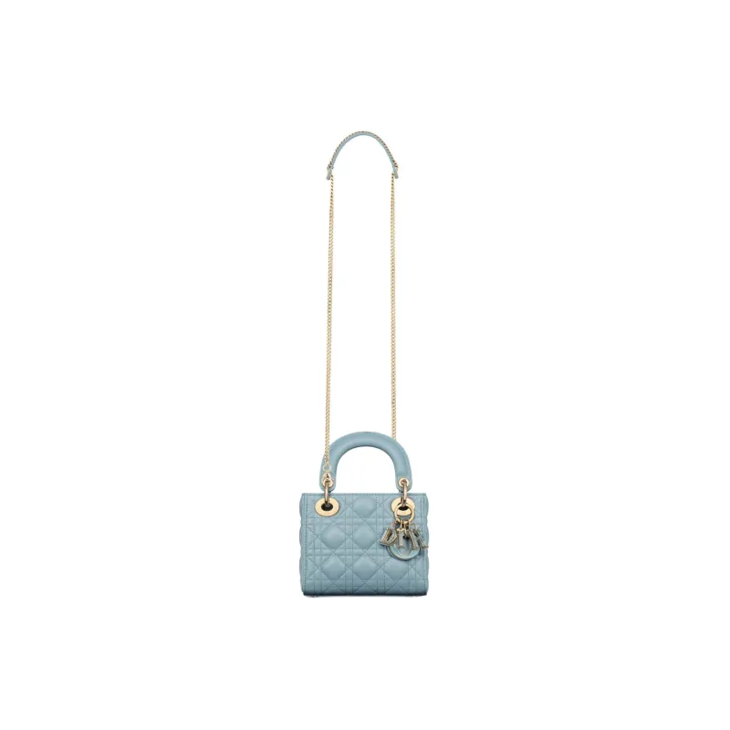 DIOR Lady Dior Sheepskin Lady Dior Bag, Shoulder Bag, Crossbody Bag, Handbag Mini Women's Sky Blue-3