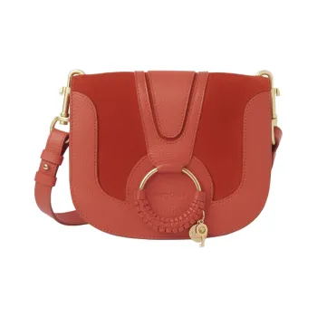 See By Chloe Hana Grain Cow Leather With Faux Suede Cow Leather Crossbody Bag, Shoulder Bag Women's Orange