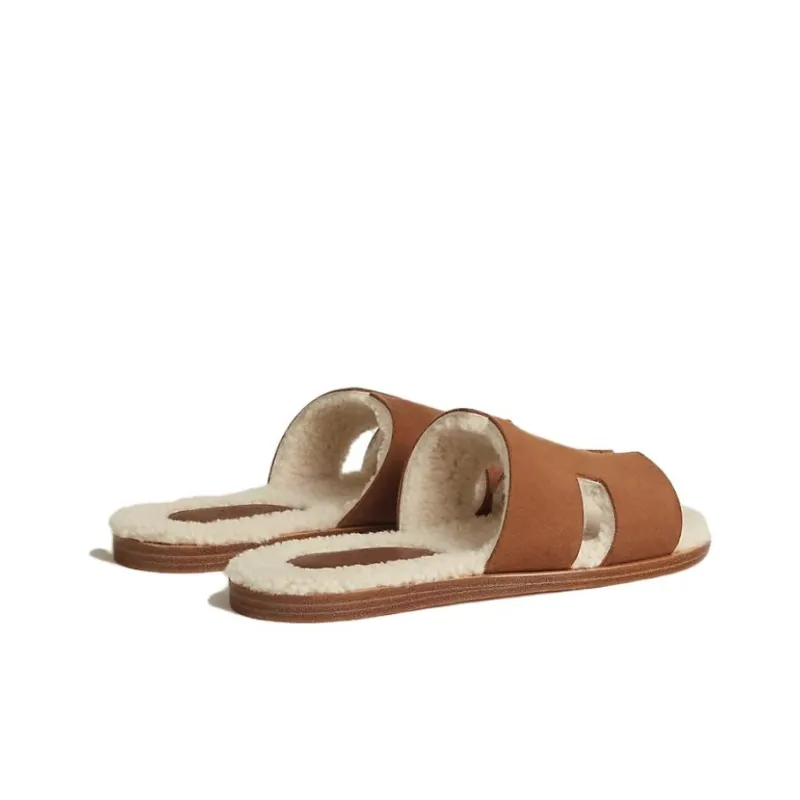HERMES Izmir Slide Slippers Women's Brown-4