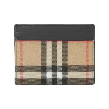 Burberry VINTAGE Leather Card Holders Black/Beige
