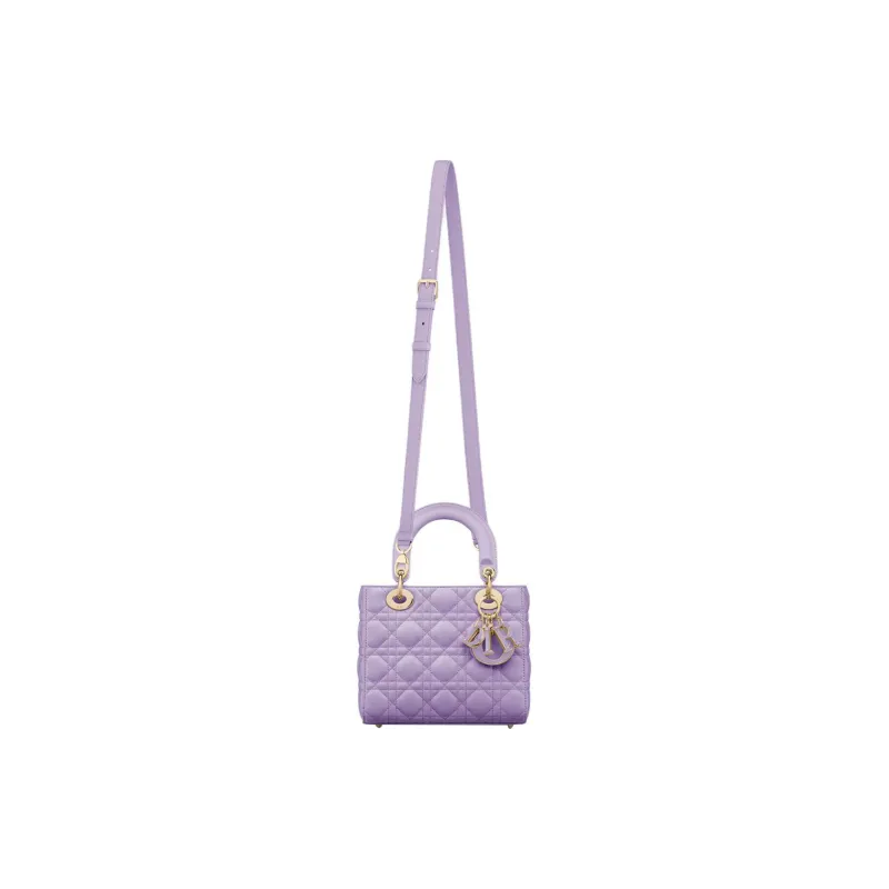 DIOR Lady Dior Sheepskin Dior Bag Shoulder Bag Crossbody Bag Handbag Small Size Women's Light Purple-1