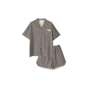 Same Language Pajama Set Women's Black And White Stripes Light Apricot