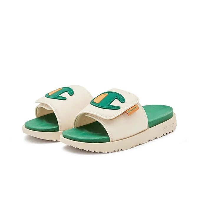Champion Campus Slide Slippers Unisex Light Bone/Ivy Green-3