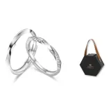 Mobius Couple Rings Alloy+Black Gold Box