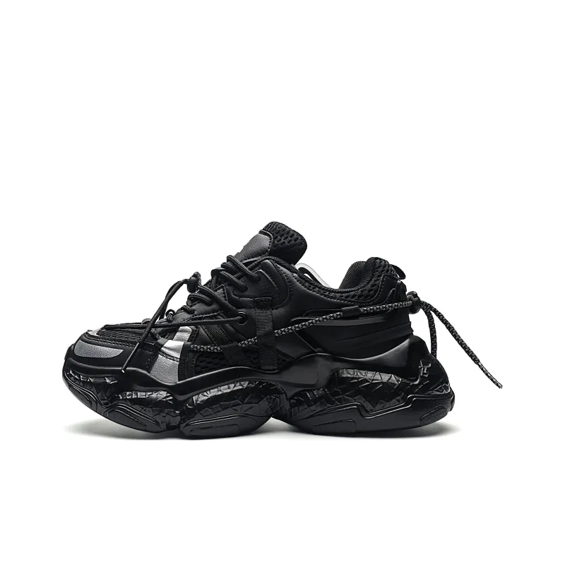 ORD Wear resistant Lightweight Breathable And Non slip. Low Top Chunky Sneakers Unisex Black-1