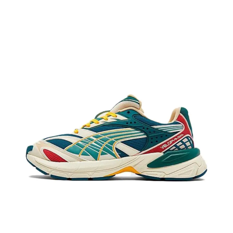 PUMA Velophasis Slip Resistant Low Top Casual Shoes Men's White Green-0
