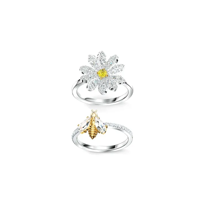 Swarovski Eternal Flower Rings Women's Silver/Yellow-2