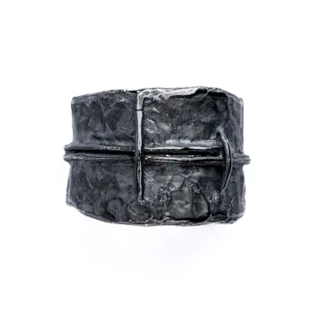 M.Wong Handmade Textured Distressed Burnished 925 Sterling Silver Open-Ended Ring Couple Rings Unisex