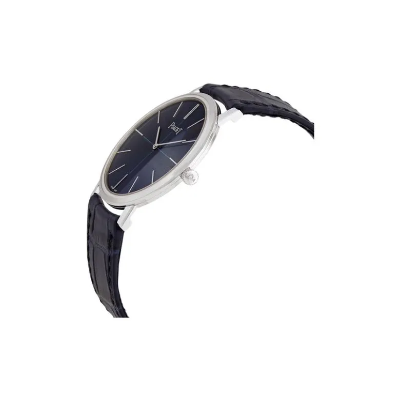 PIAGET Automatic Mechanical Movement Men's Watches Watch 38mm Blue Dial 18K White Gold Case Crocodile Leather Strap-1